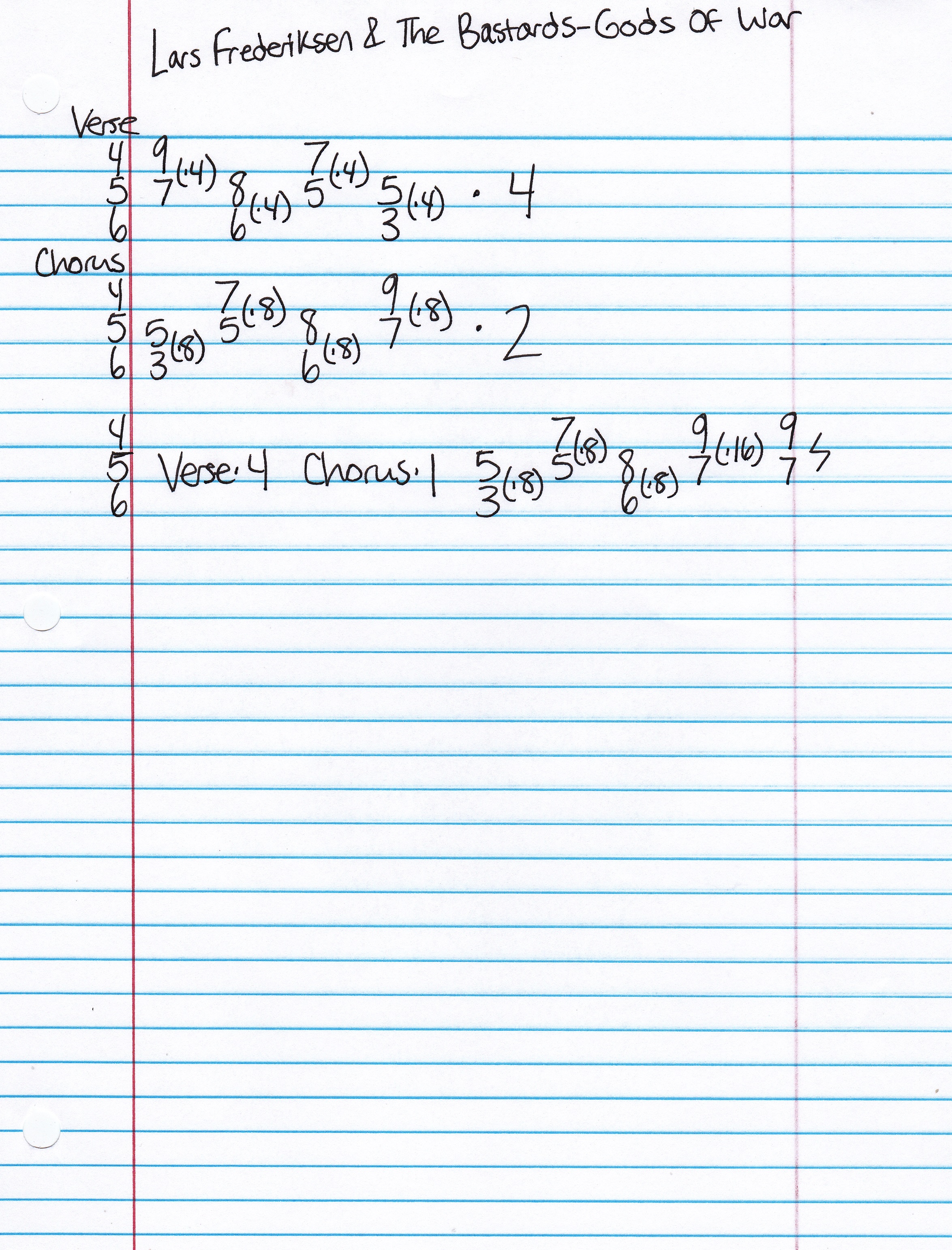 High quality guitar tab for Gods Of War by Lars Frederiksen & The Bastards off of the album Viking. ***Complete and accurate guitar tab!***
